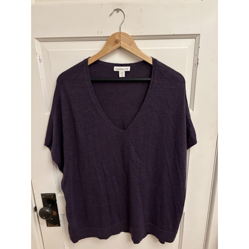 Coldwater Creek Women's Purple Merino Wool Blend Cap Sleeve Sweater Size 1X